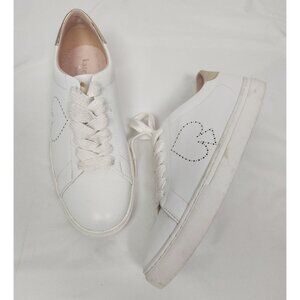 Kate Spade Women's Sz. 8B Angelise White Gold Leather Silhouette Sneakers